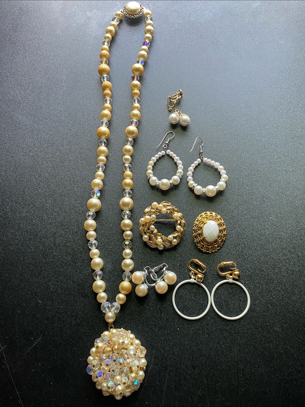 7pc Vintage Jewelry Bundle from the 1960’s-1970’s Necklace, Brooch, Earrings